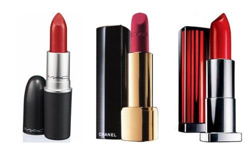 mac , chanel, maybelline la rouge
