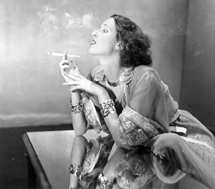Napier Shelly in Nightgown Smoking Cigarette Dahl-Wolfe, Louise n.d.