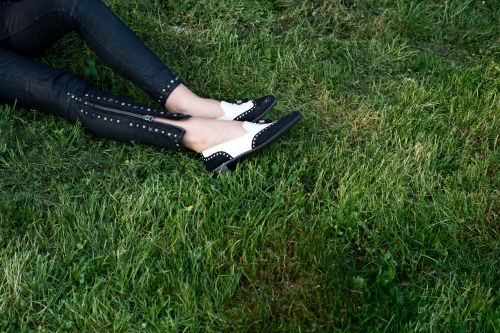 in my stuart weitzman loafers 