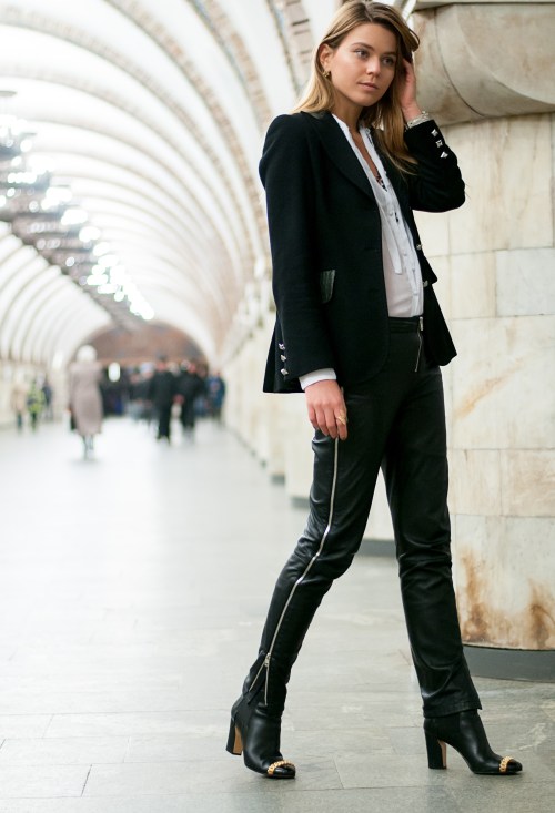 svetlana shashkova rocking lether mcq pants 